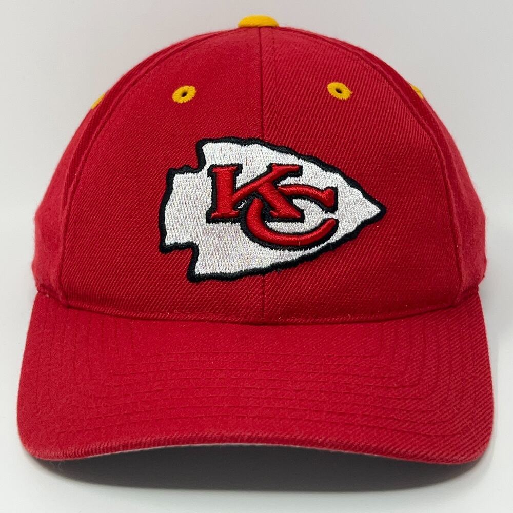 Vintage 90s Kansas City Chiefs Hat Baseball Cap NFL Wool Blend Snapback Red